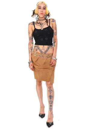 Vintage Y2K Soft Suede Leather Skirt - M/L