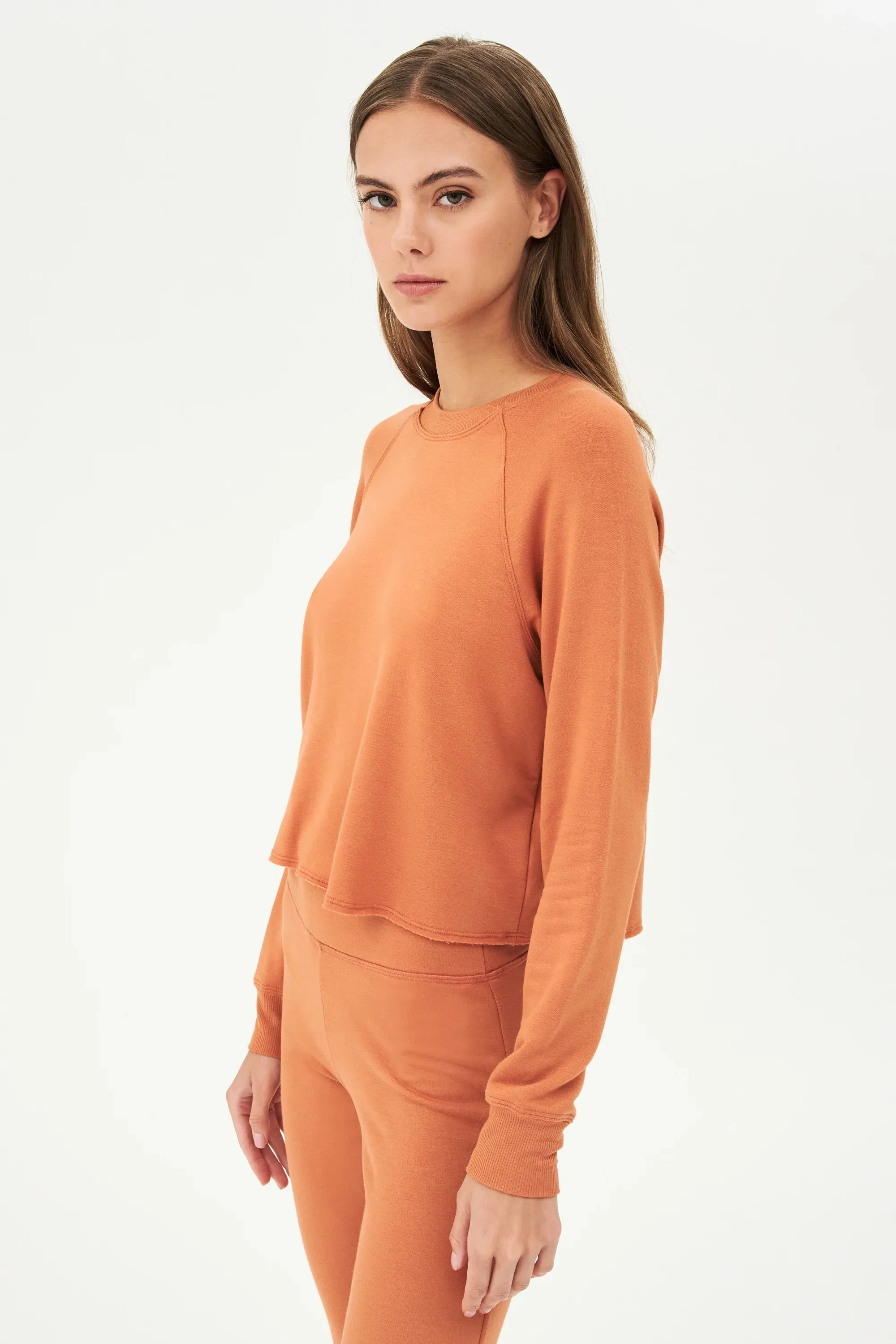 Warm Up Crop Fleece Sweatshirt Pecan