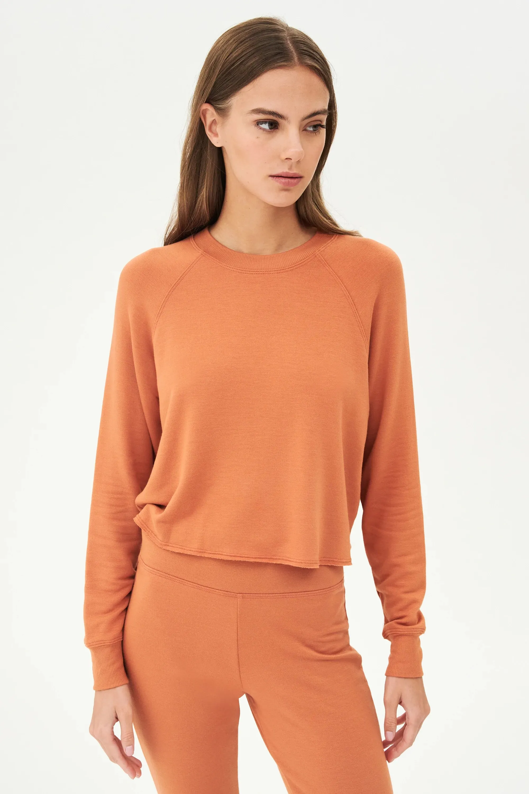 Warm Up Crop Fleece Sweatshirt Pecan