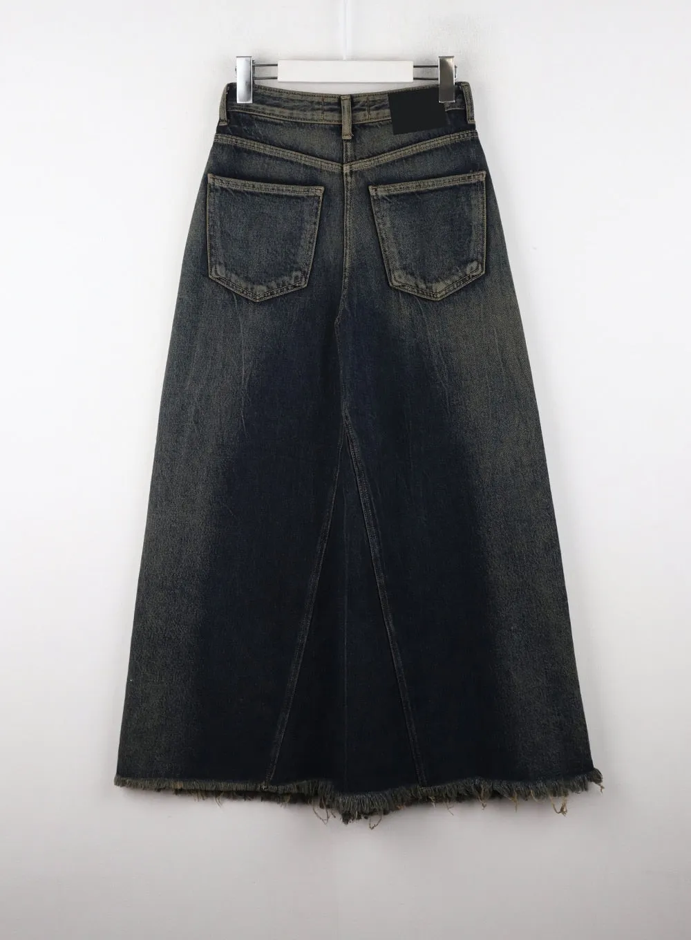 Washed Denim Maxi Skirt CD318