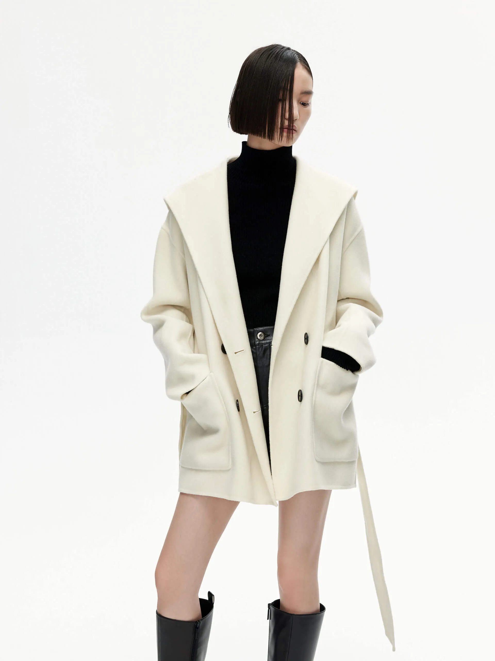 Wide Collar Wool Coat