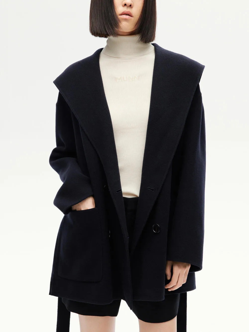 Wide Collar Wool Coat