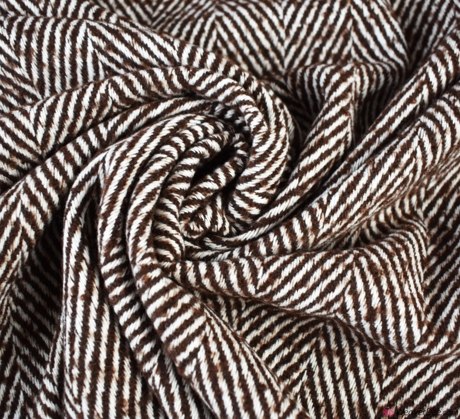 Wool Blend Fabric - Classic Herringbone Brown