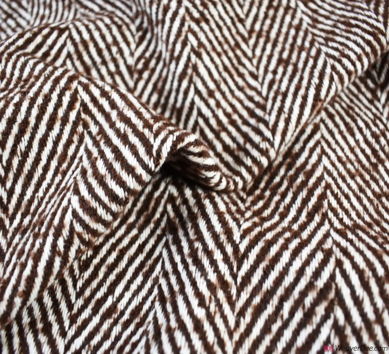 Wool Blend Fabric - Classic Herringbone Brown