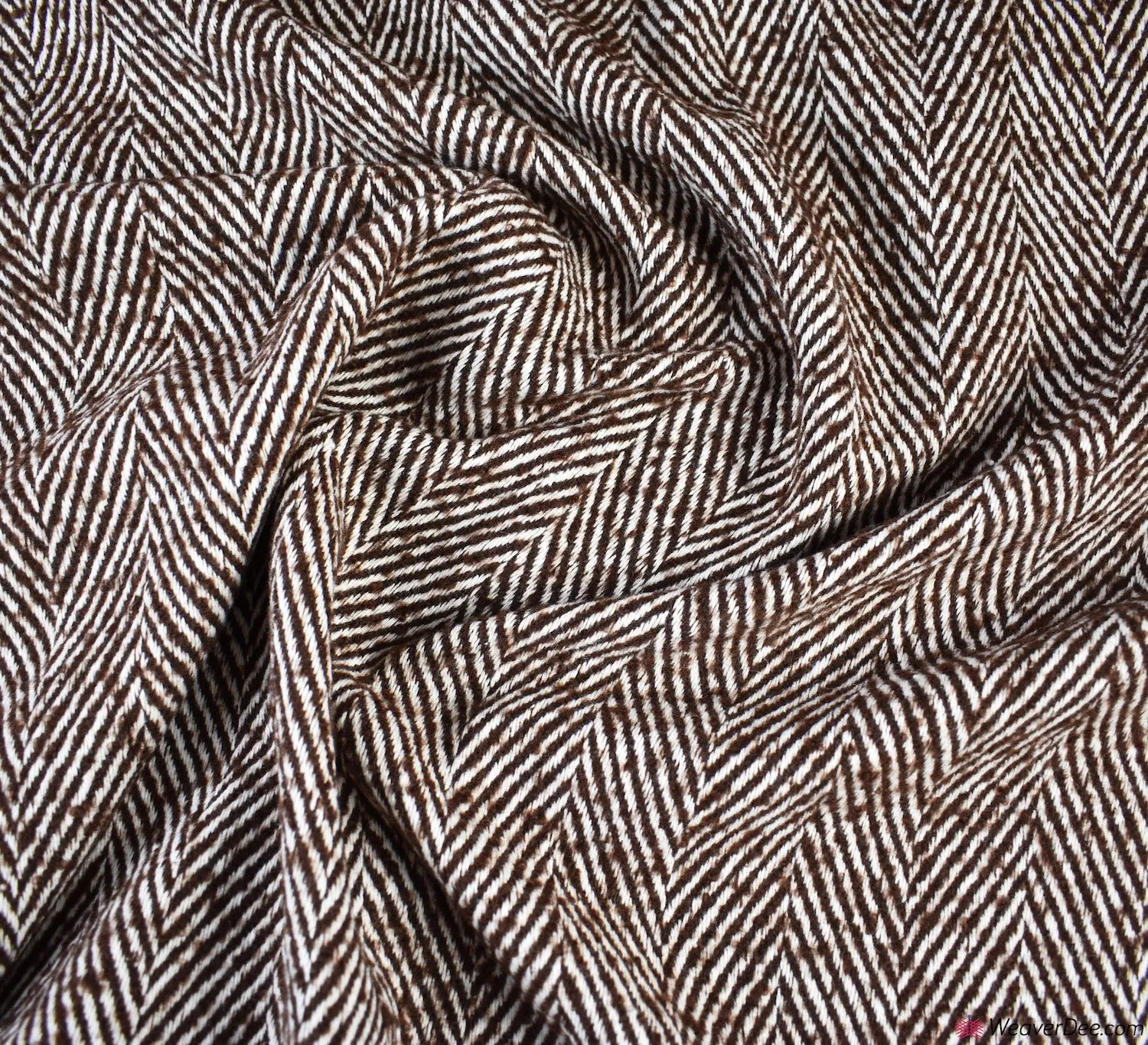 Wool Blend Fabric - Classic Herringbone Brown