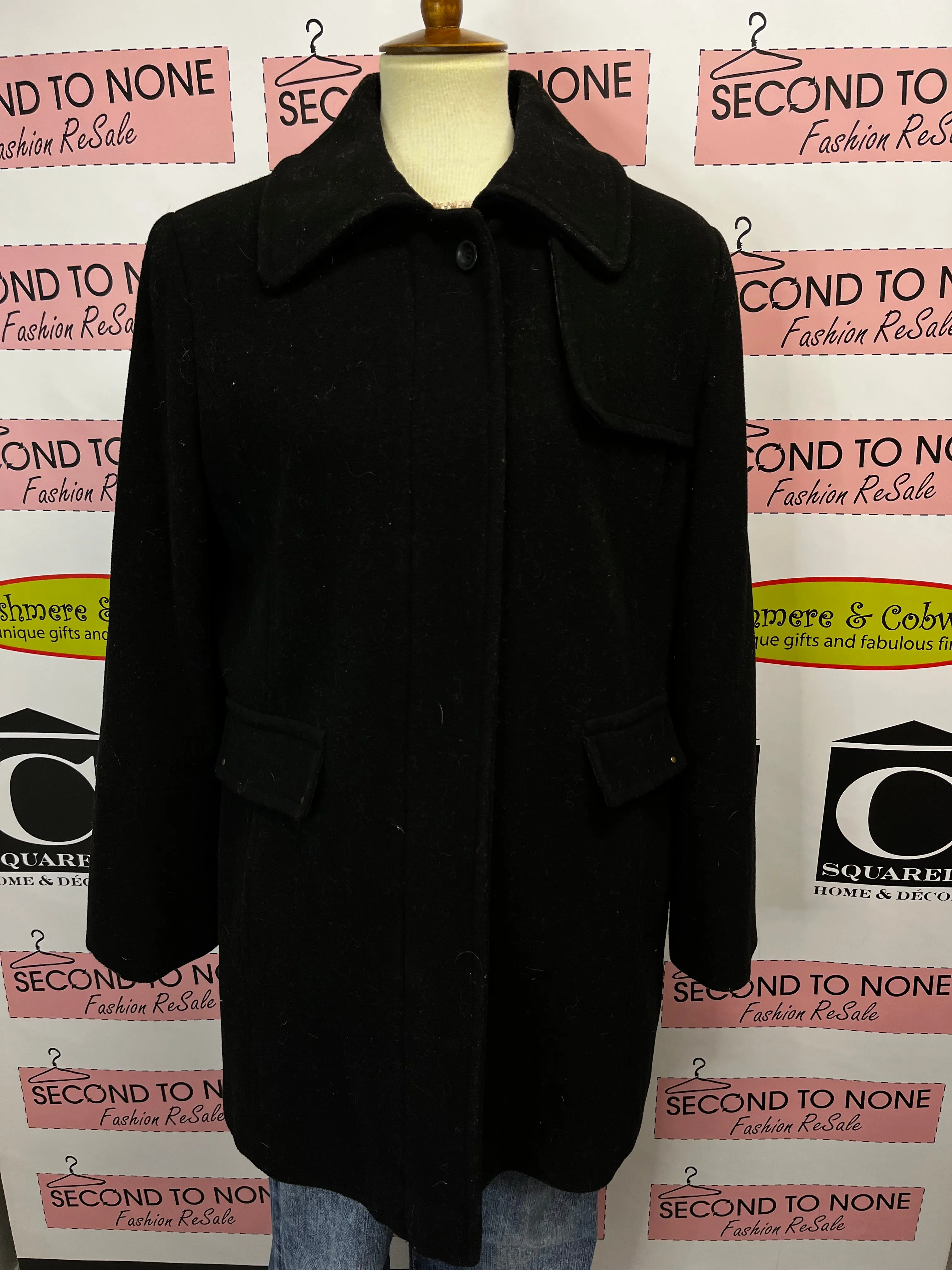 Wool Blend Zip Front Pea Coat (Size 9/10)