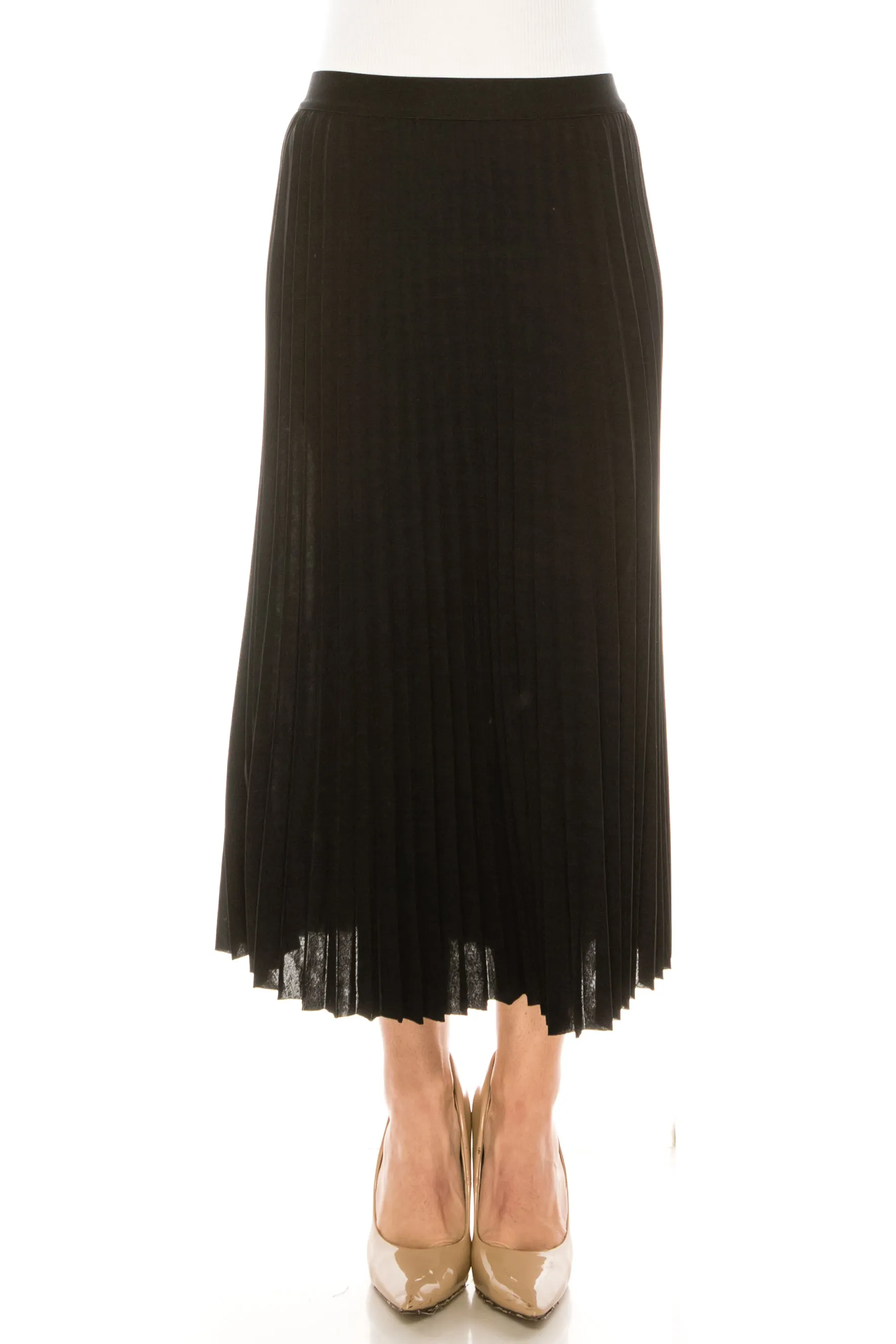 Yal Black Chiffon Pleated Skirt SK080