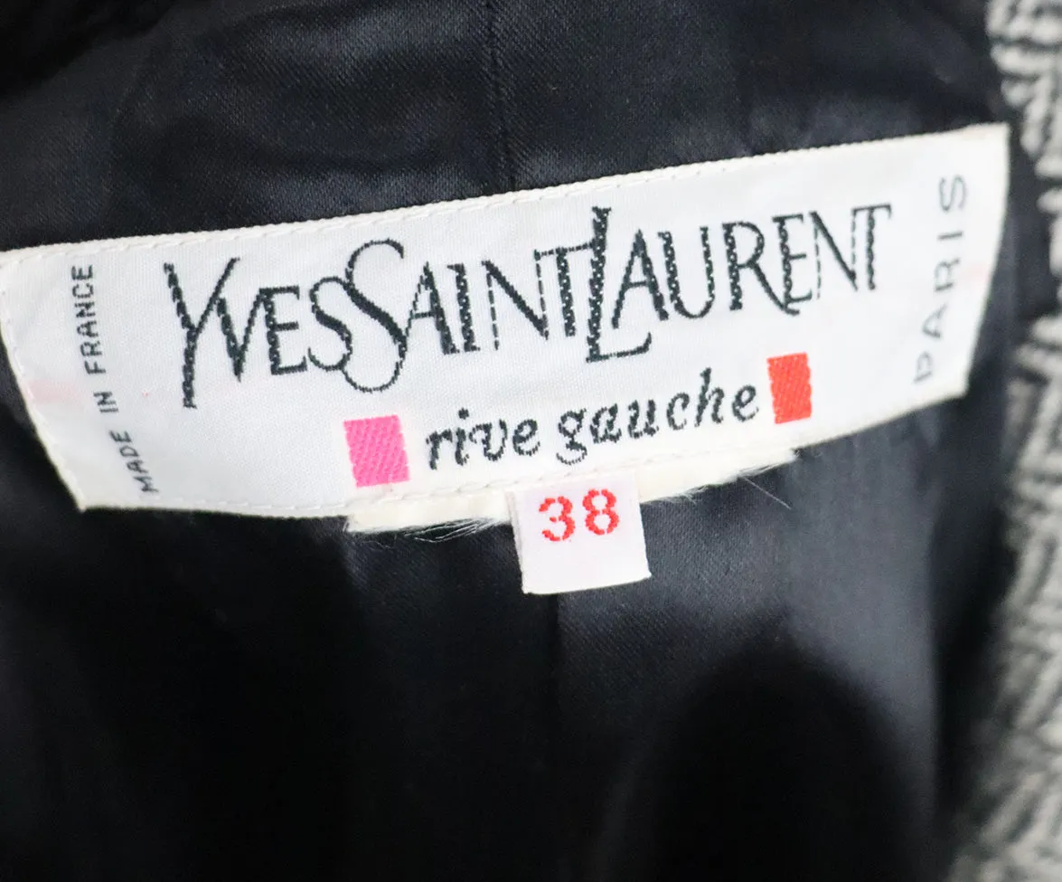 YSL Vintage B&W Herringbone Coat sz 6